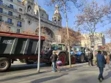 Tractores en el centro de Barcelona.