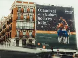 La pancarta del Girona en Madrid.
