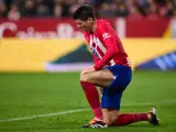 Alvaro Morata, lesionado durante el partido del Atlético ante el Sevilla.
