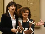 Carmen Calvo junto a la actual ministra de Igualdad, Ana Redondo.