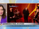 Isabel Díaz Ayuso, en 'La Mirada Crítica', viendo el vídeo de la parodia con la canción 'Zorra'.
