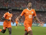 Sebastien Haller celebrando el gol que da a Costa de Marfil la Copa África.