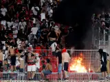 Incidentes en las gradas del Estadio Nacional.