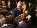 El alcalde de Barcelona, Jaume Collboni, durante la recepción del pregón dels Infants por las fiestas de Santa Eulàlia.