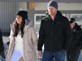 Prince Harry and Meghan, Duchess of Sussex attend the Invictus Games One Year to Go Launch on 14th February 2024 in Whistler, Canada.