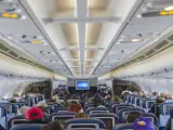 Pasajeros sentados en un avión.
