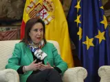 La ministra de Defensa, Margarita Robles, durante una entrevista con EFE, el 16 de febrero de 2024.