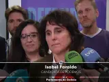 Isabel Faraldo, candidata de Podemos, valora los resultados.