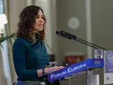 MADRID, 19/02/2024.- La presidenta de la Comunidad de Madrid, Isabel D&iacute;az Ayuso durante el desayuno informativo de Forum Europa este lunes en Madrid. EFE/ Chema Moya