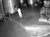Captura del vídeo de seguridad en el que se ve a la persona que abrió los depósitos de Cepa 21.