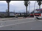 Imagen del momento del accidente de tráfico en Calahorra.