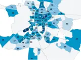 Aumento del precio del alquiler por barrios en Madrid