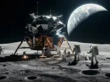 Recreación de cómo podría ser el regreso de personas a la superficie de la Luna.