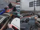 Dos imágenes del accidente múltiple de China.