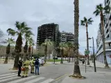 Imagen de este domingo del edificio quemado el pasado jueves en Valencia.