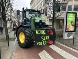 Un tractor apostado en el barrio europeo de Bruselas.