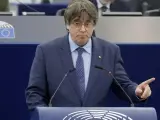 El expresidente catalán Carles Puigdemont, en el Parlamento Europeo.