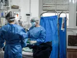 Enfermeras en un hospital de Argentina durante la pandemia de la covid-19.