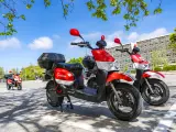 Tres motos de alquiler de Acciona listas para ser alquiladas en Valencia.
