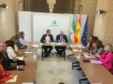 Maeztu aborda las preocupaciones de la provincia en una reunión de trabajo con el delegado de la Junta y delegados territoriales, en la sede del Gobierno andaluz.