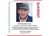 Cartel de búsqueda de Pedro Mayorgas Ruiz, un varón de 83 años desparecido desde el jueves en Lucena.