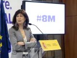 La ministra de igualdad, Ana Redondo, presenta en rueda de prensa la campa&ntilde;a institucional con motivo del 8M.