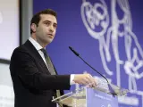El ministro de Economía, Carlos Cuerpo, en el acto de inauguración de las jornadas 'La mujer en la Internacionalización de la economía española'