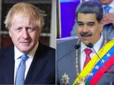 Combo de fotos de Boris Johnson y Nicolás Maduro.