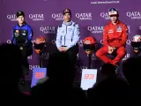Pedro Acosta y Marc Márquez durante una rueda de prensa en el GP de Qatar.