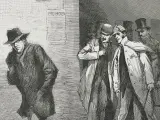 Ilustración publicada el 13 de octubre de 1888 en el periódico 'Illustrated London News' relacionada con el caso de Jack el Destripador y titulada 'Un personaje sospechoso'.