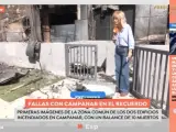 Susanna Griso visita las ruinas del edificio incendiado en Campanar.