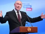 Vladimir Putin en la rueda de prensa tras las elecciones en Rusia.