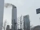 Incendio en uno de los rascacielos del World Trade Center de Nueva York.