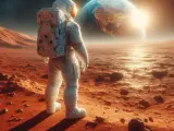 Una simulación de un astronauta de la NASA en Marte