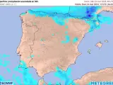 Mapa de precipitaciones acumuladas en la Península Ibérica para este domingo 24 de marzo.