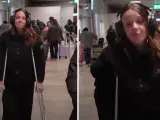 Zayra Gutiérrez, a su llegada al aeropuerto tras abandonar 'Supervivientes'.