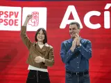 Diana Morant y Pedro S&aacute;nchez, en el congreso extraordinario del PSOE valenciano, que se celebr&oacute; en Benicassim, Castell&oacute;n.