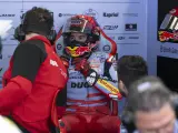 Marc Márquez tras su caída con Bagnaia en la carrera del GP de Portugal.