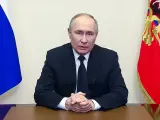 El presidente ruso, Vladimir Putin, durante su mensaje dirigido a la nación tras el atentado terrorista de Moscú.