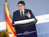 El expresidente de la Generalitat y candidato de Junts al 12M, Carles Puigdemont.