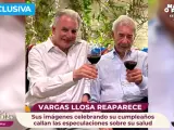 Mario Vargas Llosa en la fiesta de su 88º cumpleaños.