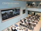 Sala principal del centro de control de la Empresa Municipal de Transportes (EMT Madrid).