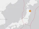 Epicentro del terremoto en Japón