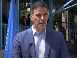 Pedro Sánchez comparece tras visitar un campo de refugiados en Jordania.