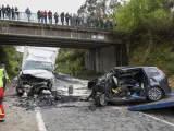 El estado de los vehículos tras el accidente en Salvaterra do Miño.