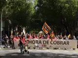 Manifestación de los Mossos en la Diagonal de Barcelona.
