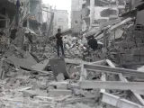 Edificios destruidos en Gaza tras ataques de Israel.