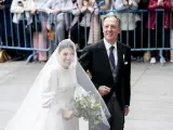 Teresa Urquijo, a su llegada a su boda con el alcalde de Madrid, Jos&eacute; Luis Mart&iacute;nez-Almeida, en la parroquia San Francisco de Borja.