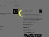 Al teclear en el buscador de Google "eclipse de sol", aparece un pequeño sol en el centro de la pantalla.