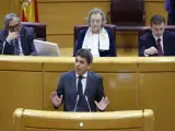 El presidente de la Generalitat Valencina Carlos Mazón, interviene a la sesión de la Comisión General de Comunidades Autónomas celebrada en el Senado en la que se debate la ley de amnistía.
